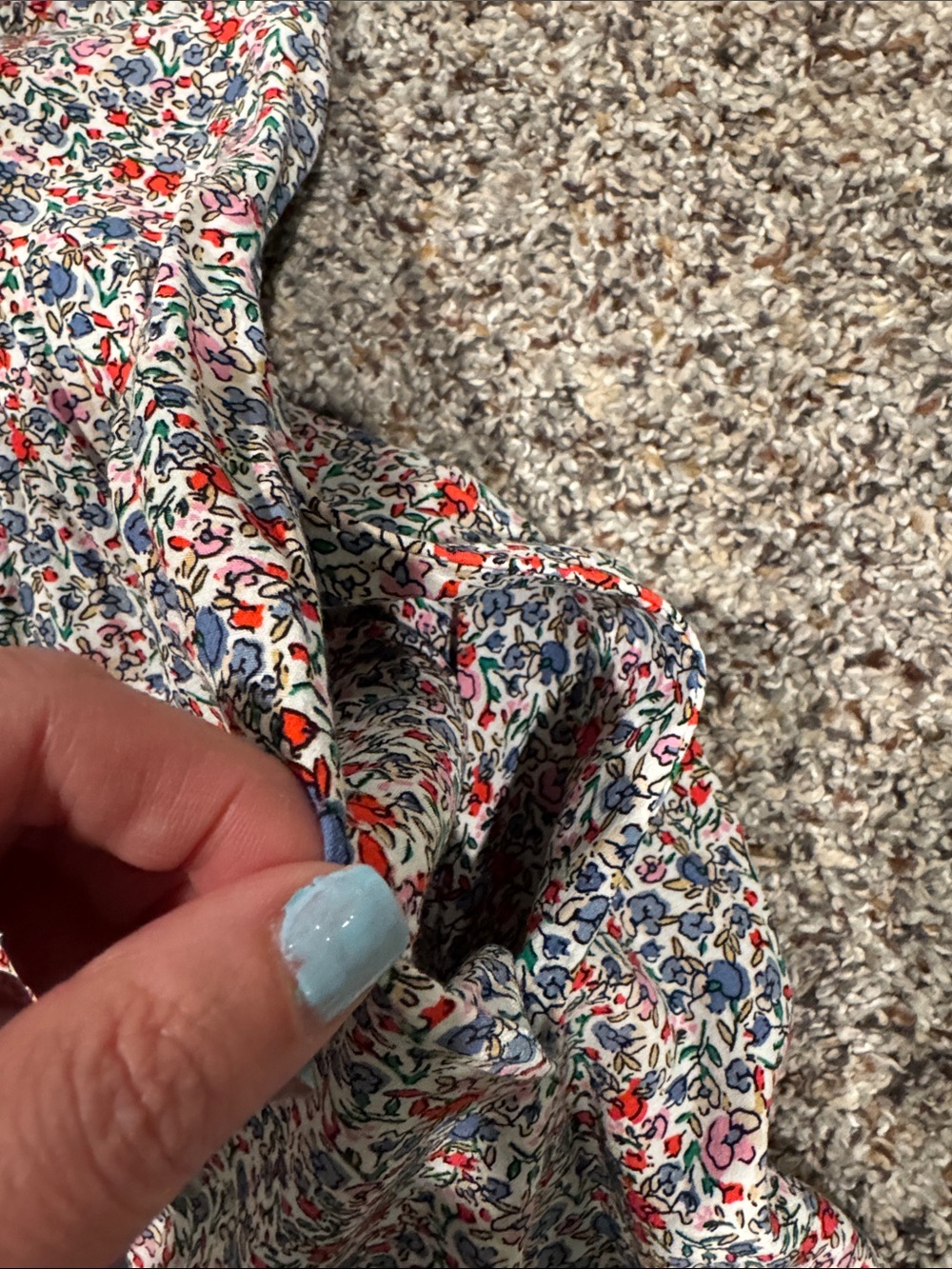 LOFT White Floral V-Neck Dress with Red & Blue Accents - Picture 4 of 5